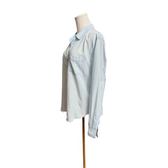 Rails Ingrid Raw Light Vintage Shirt Size Large Tencel Denim Long Sleeves - Picture 9 of 12